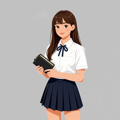 Japanese schoolgirl with book