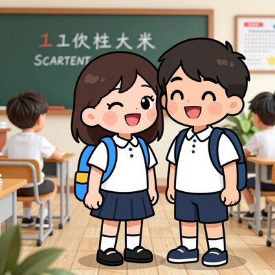 Happy School Kids in Classroom