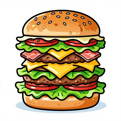 Double Cheeseburger Cartoon