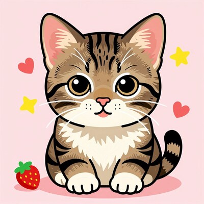 Cute Cartoon Tabby Cat