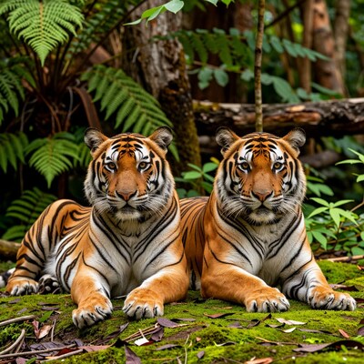 Two tigers in jungle