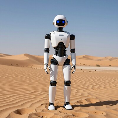 Robot Standing in Desert
