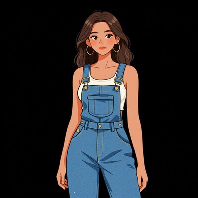 Woman in denim overalls