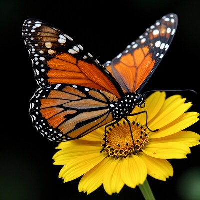 Monarch Butterfly on Yellow Flower