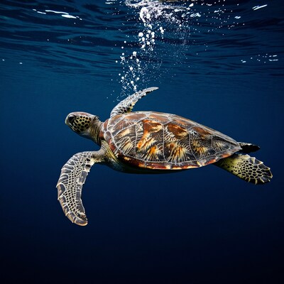 Sea Turtle Swimming Underwater