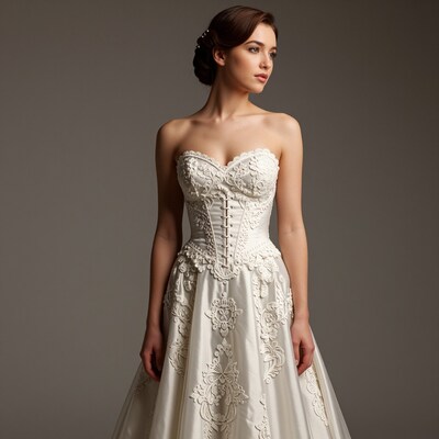Woman in Elegant White Wedding Dress