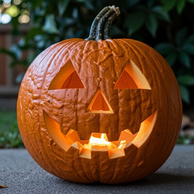 Lit Jack O Lantern Pumpkin