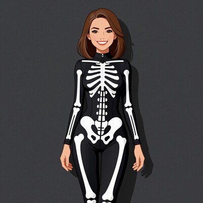 Woman in skeleton costume