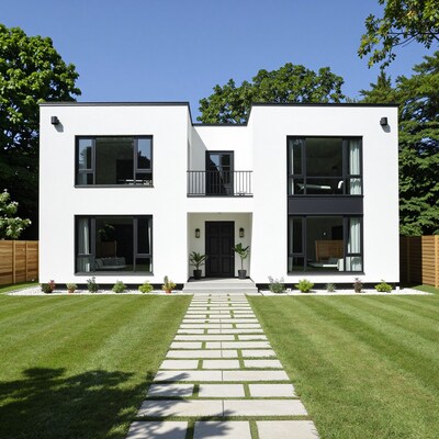 Modern White Two-Story House
