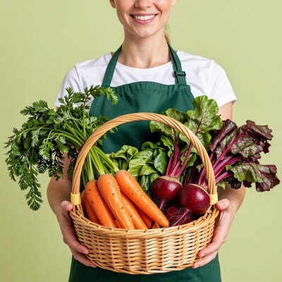 Woman holding vegetable basket