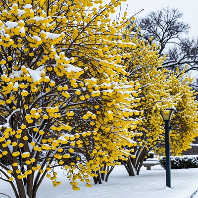 Yellow Winter Jasmine Snow