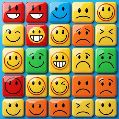 Colorful Emoji Faces Grid