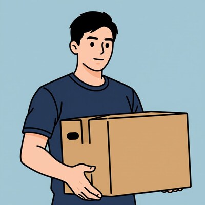 Man carrying cardboard box
