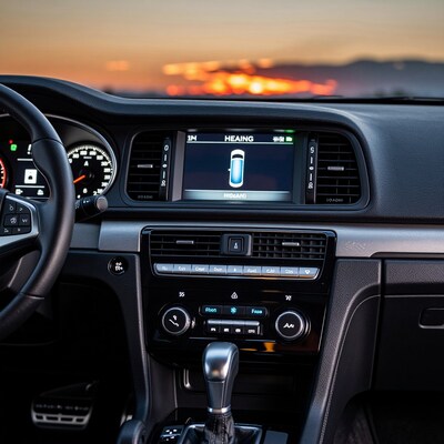 Car Interior Dashboard at Sunset