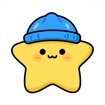 Cute Star with Blue Hat