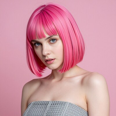 Woman with Pink Bob Hair