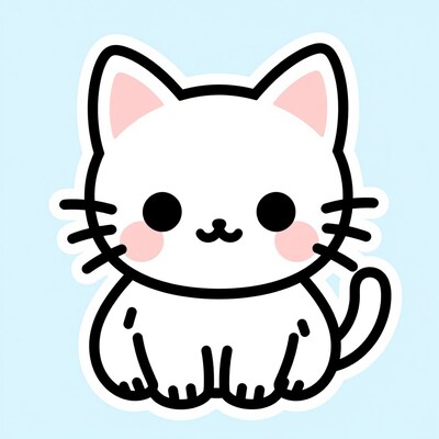 Cute White Cat Sticker