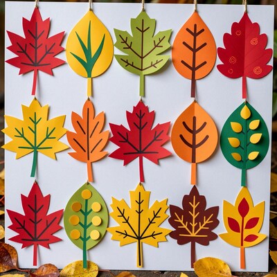 Colorful Autumn Paper Leaf Crafts