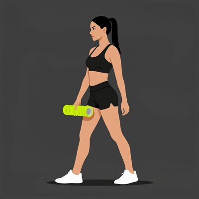 Woman with foam roller