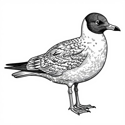 Black-headed gull illustration