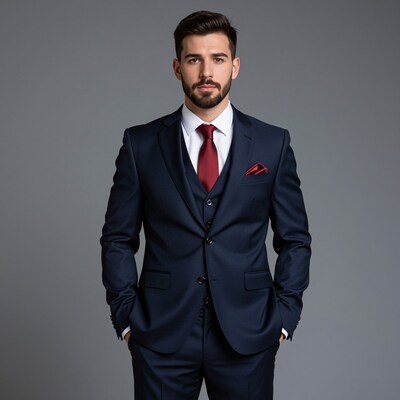 Man in Navy Blue Suit