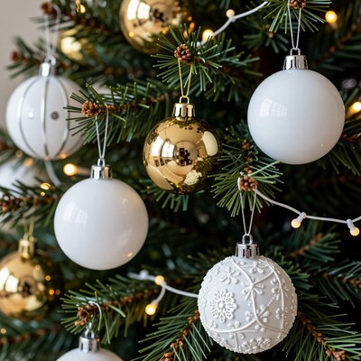 White and Gold Christmas Ornaments