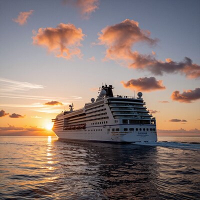 Cruise ship at sunset