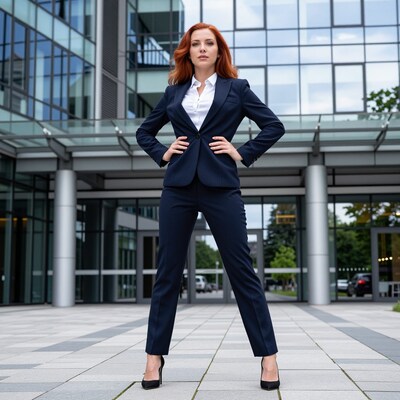 Confident redhead businesswoman