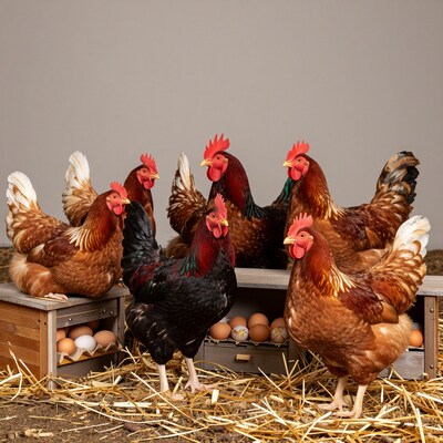 Group of Chickens with Eggs