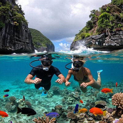 Snorkeling Couple in Tropical Reef