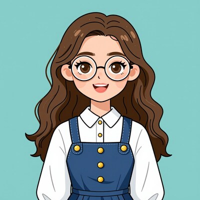 Cartoon girl with glasses