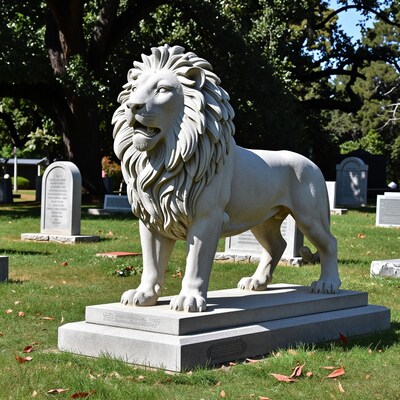 Stone Lion Statue Cemetery