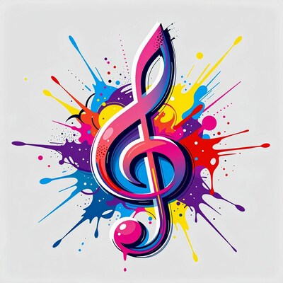 Colorful Treble Clef Paint Splash