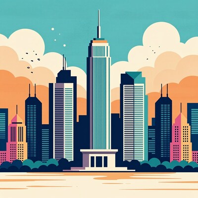 Colorful City Skyline Illustration