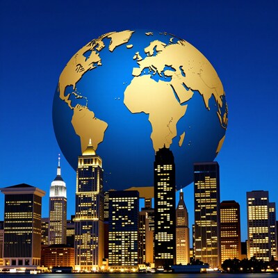 Golden Globe Over NYC Skyline