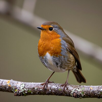 European Robin on Branch