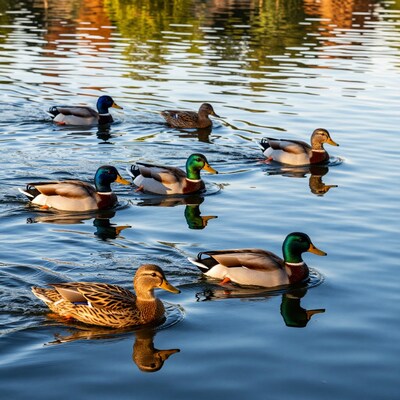 Ducks Swimming in Lake
