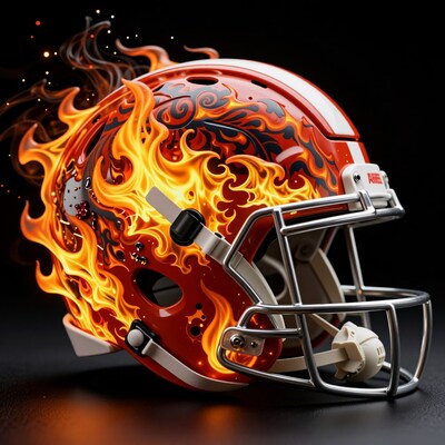 Fiery Red Football Helmet