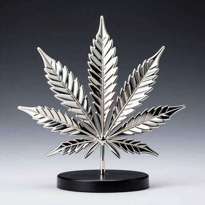 Silver Cannabis Leaf Sculpture