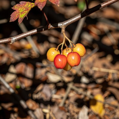 Hawthorn Berries on Branch