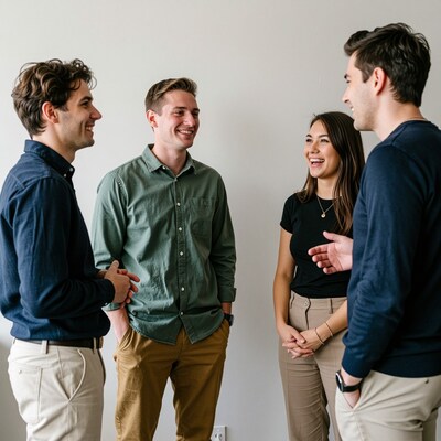 Four young adults chatting