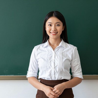 Asian female teacher smiling