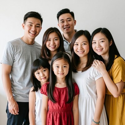 Happy Asian family portrait