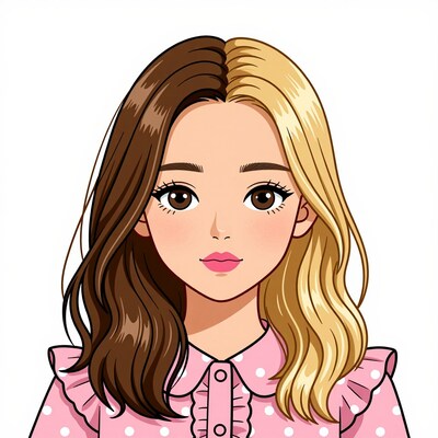 Cartoon girl with two-tone hair