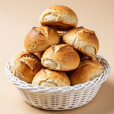 Fresh Sesame Bagels in Basket