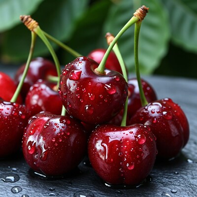 Fresh wet cherries