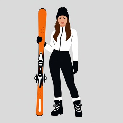 Woman with orange ski