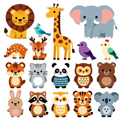Cute Cartoon Animals Clipart