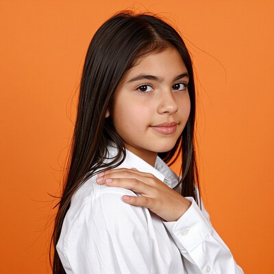 Young girl in white shirt