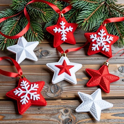 Red and White Star Christmas Ornaments